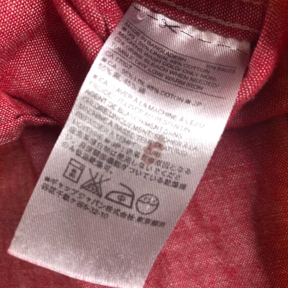 Banana Republic Shirts Mens Medium Red Pink Linen Blend Slim Vacation Office - Picture 6 of 8